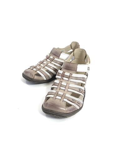 Miccos Damen Sandale Klett Sand/Weiss