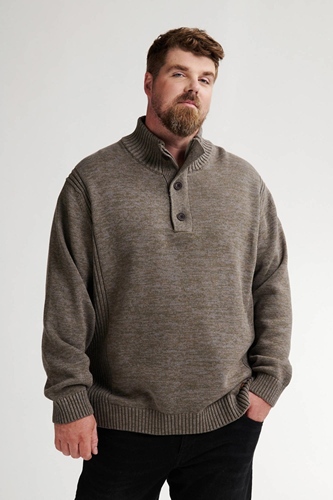 Petrol He Strickpullover Stehkragen